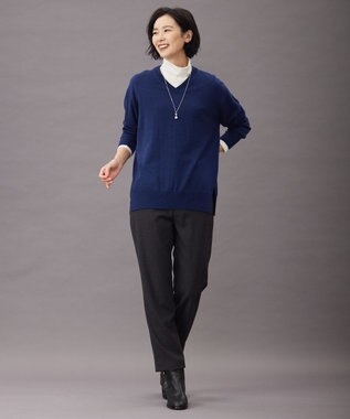 J.PRESS LADIES S 【洗える】30/2 TR ドビー ガンクラブ テーパード パンツ グレー系3