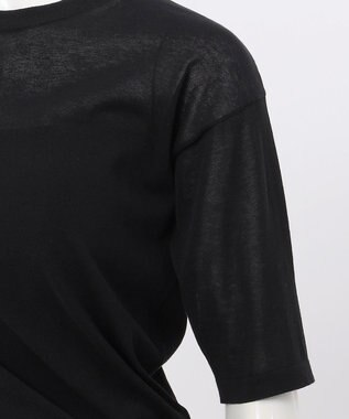 23区 【エステータ】シアーニット 5分袖ドレープ ブラック系