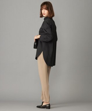 ICB 【洗える】ブラウスライクジャージー ボウタイデザインカットソー ブラック系