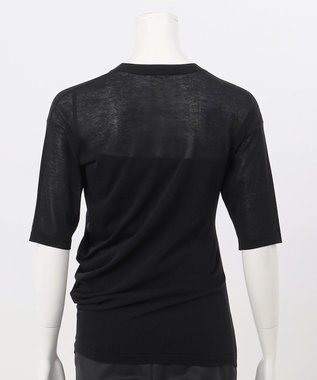 23区 【エステータ】シアーニット 5分袖ドレープ ブラック系