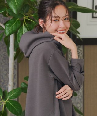 Tiaclasse 【洗える】ソフトボンディングパーカーチュニック モカ