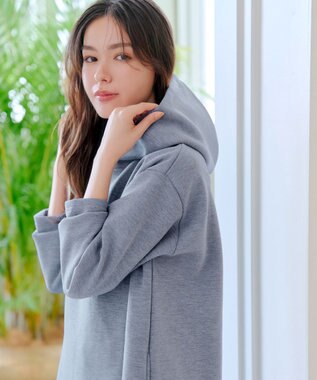 Tiaclasse 【洗える】ソフトボンディングパーカーチュニック グレー