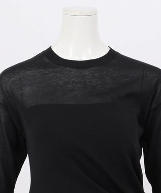 23区 【エステータ】シアーニット 5分袖ドレープ ブラック系