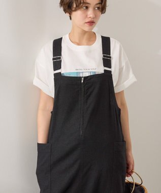 AMERICAN HOLIC 【WEB限定】リネンブレンドIラインジャンパースカート Black