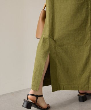 AMERICAN HOLIC 【WEB限定】リネンブレンドIラインジャンパースカート Khaki