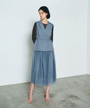 GRACE CONTINENTAL テーラーチュールワンピース グレー