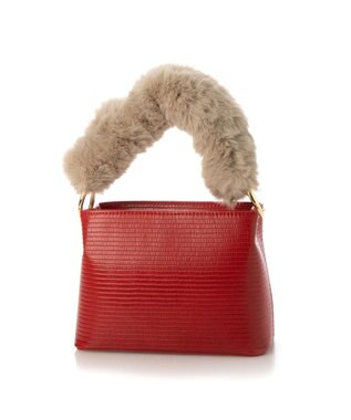 UNBILLION cachecache スパイラルエコファーハンドルスクエアミニショルダー レッド