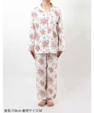 WACOAL パジャマ 長袖 長ズボン 綿100%(本体) サテン ミントン レディース NDX540 /ワコール アイボリー