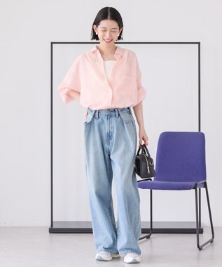 AMERICAN HOLIC シャドーストライプオーバーシャツ Peach