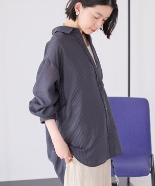 AMERICAN HOLIC シャドーストライプオーバーシャツ Charcoal Gray