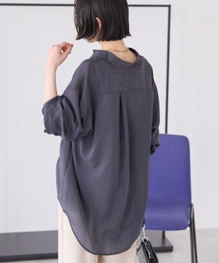 AMERICAN HOLIC シャドーストライプオーバーシャツ Charcoal Gray