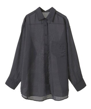 AMERICAN HOLIC シャドーストライプオーバーシャツ Charcoal Gray