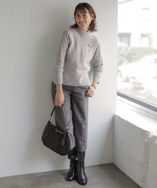 J.PRESS LADIES シルクネップツイード クロップド パンツ チャコール系