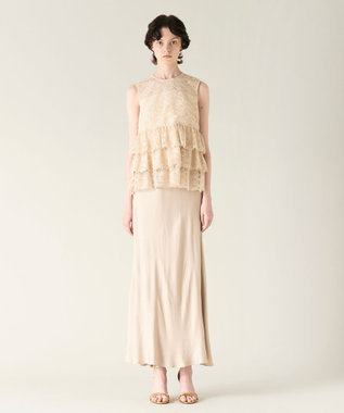 GRACE CONTINENTAL レースギャザートップ ベージュ