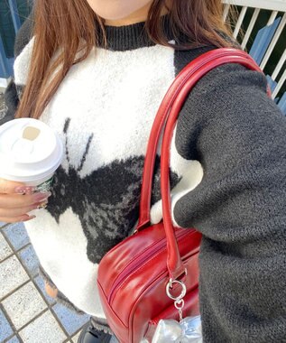 WEGO チャーム付きボストンバッグ ワイン