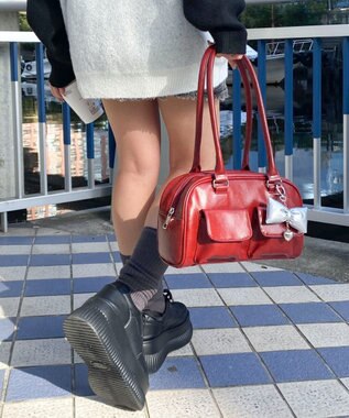 WEGO チャーム付きボストンバッグ ワイン