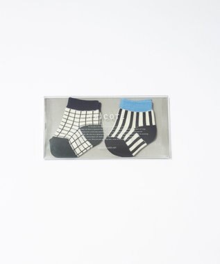 TRICOTE CHECK STRIPE SOCKS SET OF 2 / BABYSOCKS 2piece  (BABY)