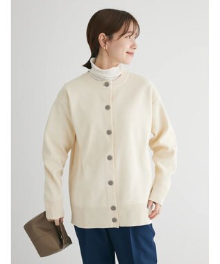 Green Parks かるい クルーネックカーディガン Off White