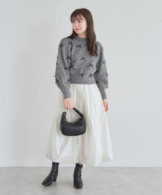 Green Parks ・ＡＮＤＳＥＡＲＣＨ　メニーリボンニットプルオーバー Charcoal Gray