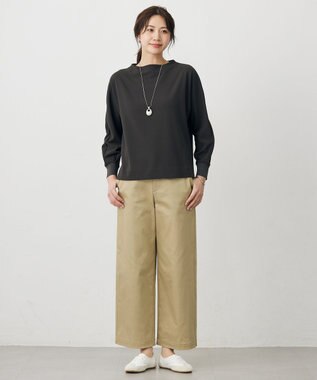 J.PRESS LADIES ジョーゼットダンボール ボトルネック カットソー スレート系