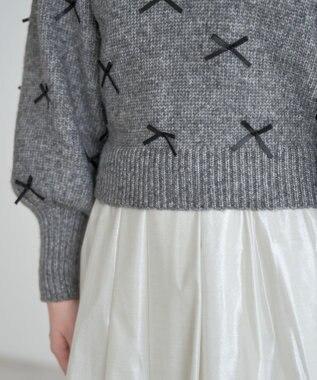 Green Parks ・ＡＮＤＳＥＡＲＣＨ　メニーリボンニットプルオーバー Charcoal Gray