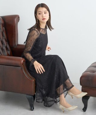 earth music&ecology SET2点レースワンピース＋キャミワンピース ブラック