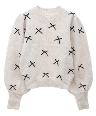 Green Parks ・ＡＮＤＳＥＡＲＣＨ　メニーリボンニットプルオーバー Beige