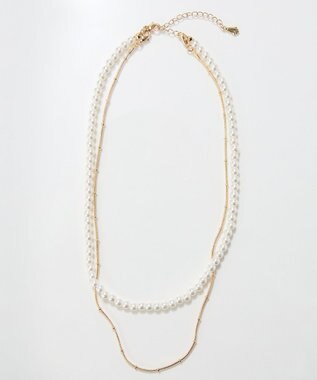 Phoebe 2wayダブルラインパールチェーンネックレス ホワイト