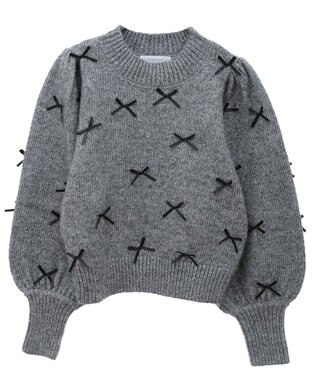 Green Parks ・ＡＮＤＳＥＡＲＣＨ　メニーリボンニットプルオーバー Charcoal Gray