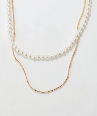 Phoebe 2wayダブルラインパールチェーンネックレス ホワイト
