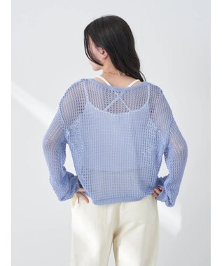 earth music&ecology レーシーニットプルオーバー Blue