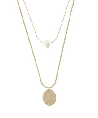 AMERICAN HOLIC テクスチャーメタル・淡水パールＳＥＴネックレス Gold