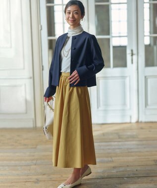 23区 L 【洗える】ハイカウントライトタフタ ギャザースカート イエロー系