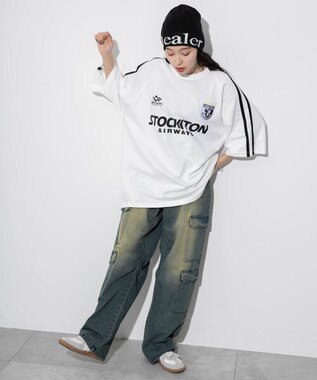 WEGO 【ユニセックス着用ITEM/手洗い可/MLサイズ】ラインゲームロゴT ホワイト