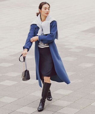 ICB ウールリバー ロングトレンチコート ハンブルー系