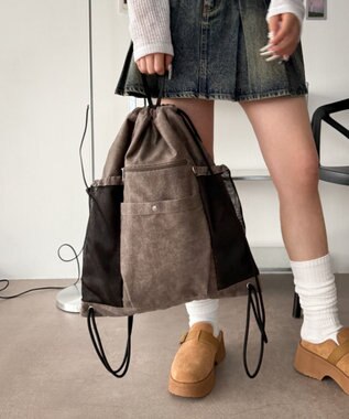 WEGO サイドメッシュポケットナップサック ブラウンその他