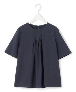 ICB 【UVカット・防シワ・洗える】ストレッチジョーゼット プルオーバーブラウス ネイビー系