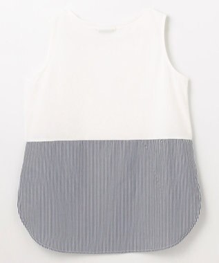 ANY L 【洗濯機可】ラウンドヘムコンビインナー オフ×ストライプ