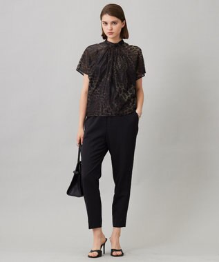 ICB L 【洗える】シアーカールマイヤー ブラウス ブラウン系