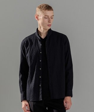 JOSEPH HOMME トライジャガードストレッチ　ウィングカラーシャツ ブラック系