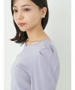 earth music&ecology ハートネック袖パールニットプルオーバー Lavender