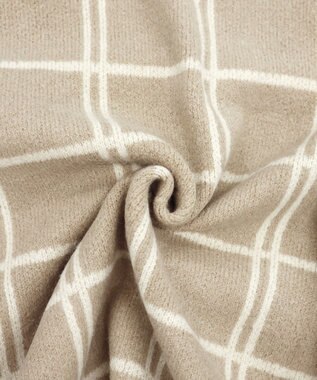 Tiaclasse 【洗える】チェックジャガードニットチュニック ベージュ