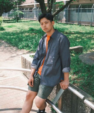 SHARE PARK MENS 【UVカット・撥水・ストレッチ】イージーデニムレギュラーカラーシャツ ネイビー系