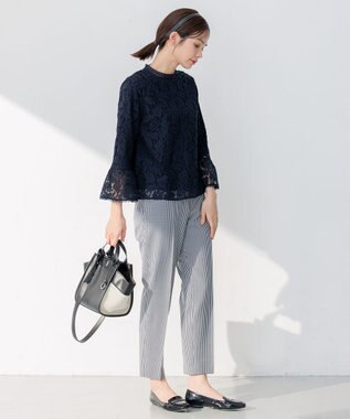 組曲 【洗える・ウエストゴム仕様】2WAYストレッチテーパード パンツ ネイビー系3