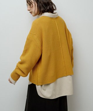 Green Parks かのこ編モックネックニットプルオーバー Yellow