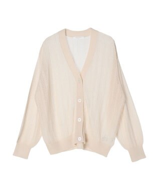 Green Parks すかし編みニットカーディガン Off White