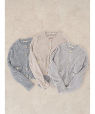 earth music&ecology キラキラシャギーカーディガン Light Gray
