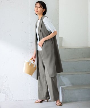 23区 S 【CLASSY.6月号掲載/洗える】リネンレーヨンストレッチ ジレ  [WEB限定]カーキ