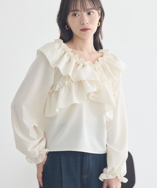 earth music&ecology フリルオフショルブラウス