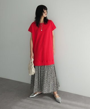 Green Parks 今年っぽフレンチスリーブカットチュニック Red